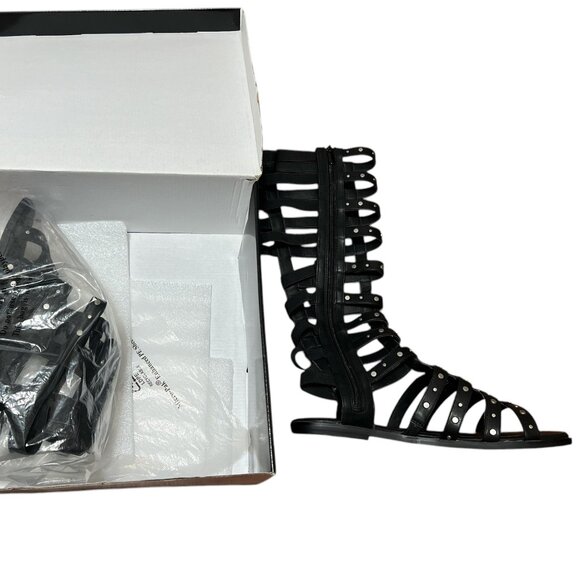 Torrid Black Faux Leather Lace Up Zip Up Gladiator Sandals Women's 10.5WW - Picture 1 of 1